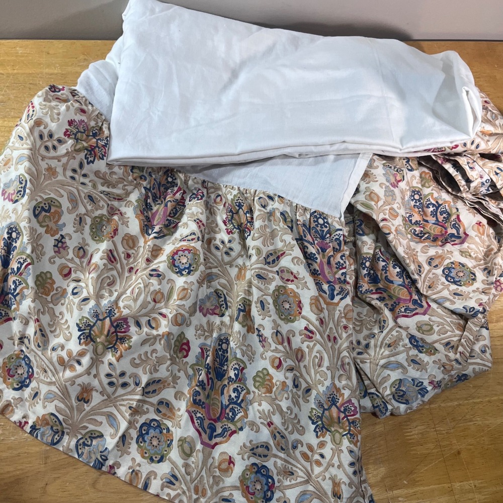 Chaps Ralph Lauren Marrakesh Bed Skirt King Cream Paisley Excellent 14in Drop